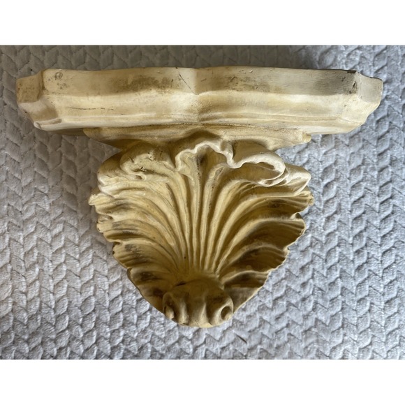 Vintage Plaster Shell Wall Sconce Bracket Shelf 8in x 11in Mid Century - Picture 3 of 9